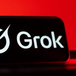The Grok chatbot logo on a smartphone